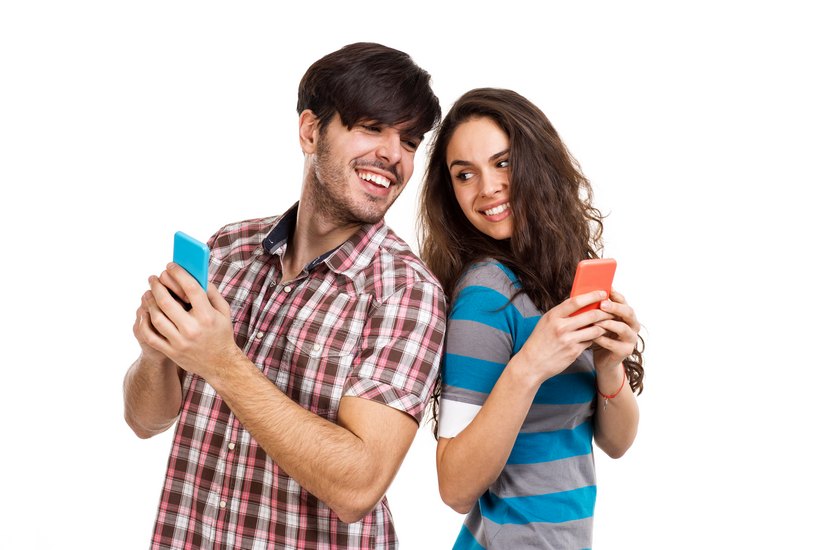 Couple With Cell Phones 