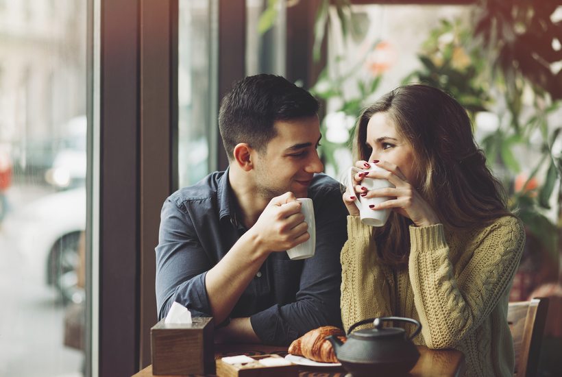 Couple In Love Drinking Coffee In Coffee Shop Gm00 0