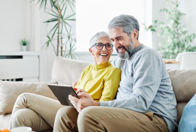 Senior Couple Happy Tablet Computer Love Together 